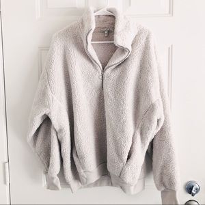 Express Oversized Half-Zip Sherpa Sweatshirt